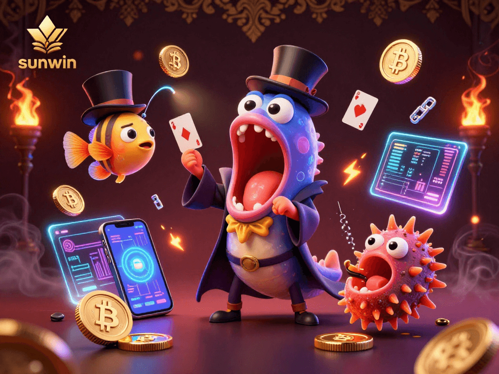 Experience the thrilling sunwin casino vibe with a lively deep-sea magic show of crypto characters.