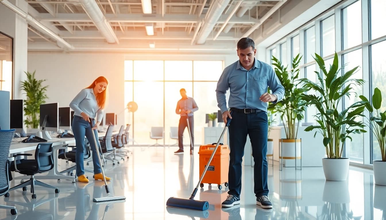 Effiziente Gebäudereinigung Ulm durch professionelle Reinigungsteams in modernen Büros.