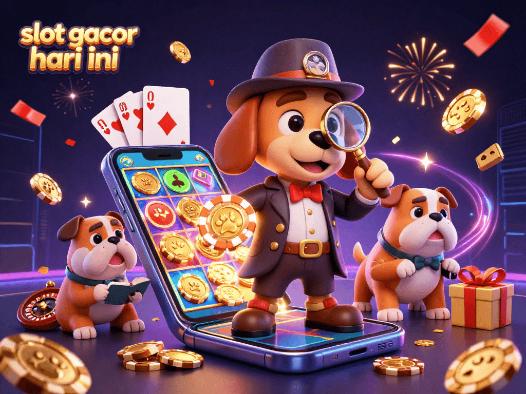 Experience thrilling wins with slot gacor hari ini featuring a 3D detective examining clues and vibrant casino elements.