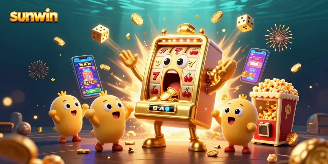 Engaging sunwin jackpot scene with vibrant slot machines and colorful casino elements.