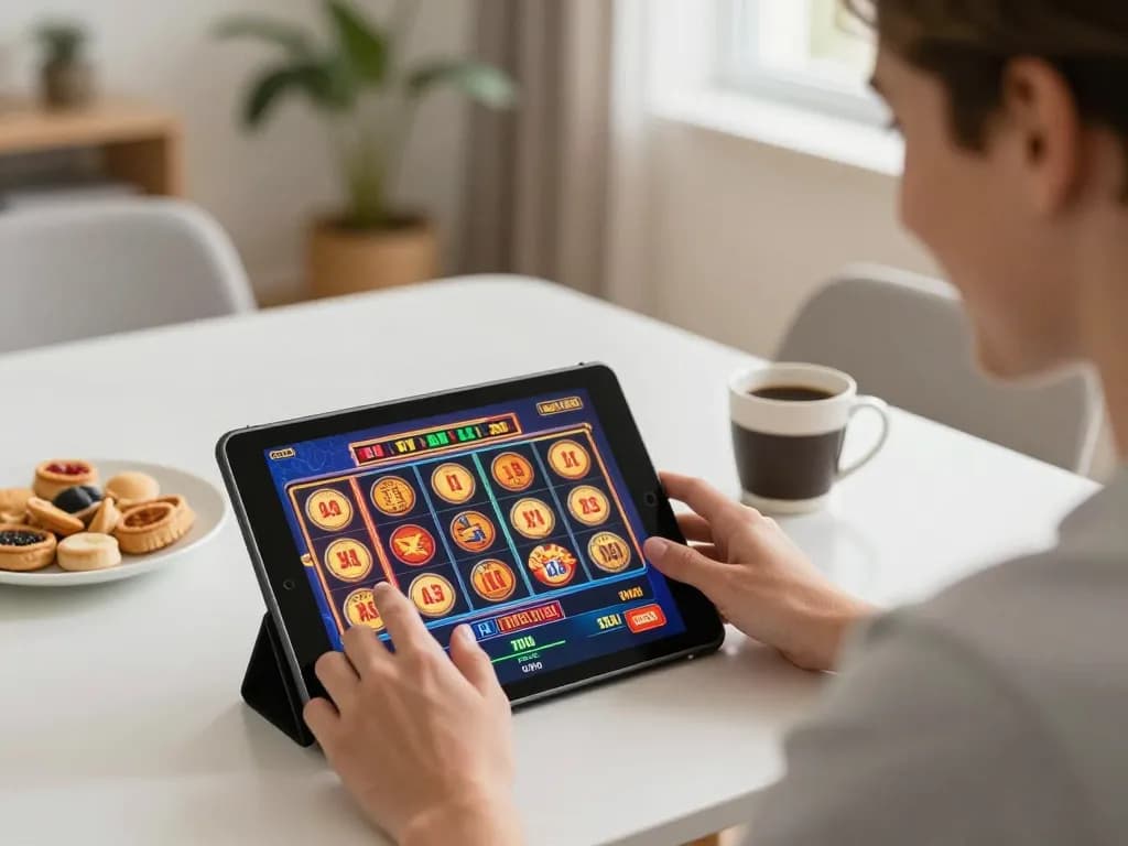 Player enjoying the interactive experience of xo88s online slots while gaming at home.