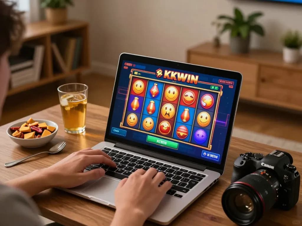 Experience exciting gameplay at KKWIN online casino with colorful slot reels spinning.