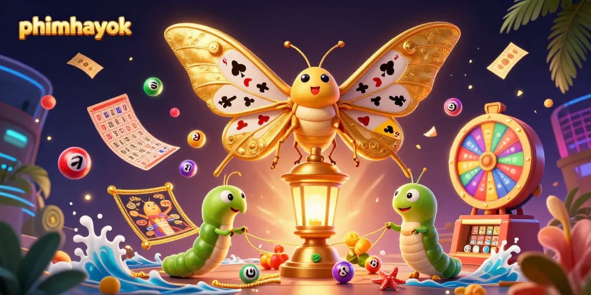 Engage with the vibrant world of phimhayok as colorful lottery balls bounce amidst a magical casino scene.