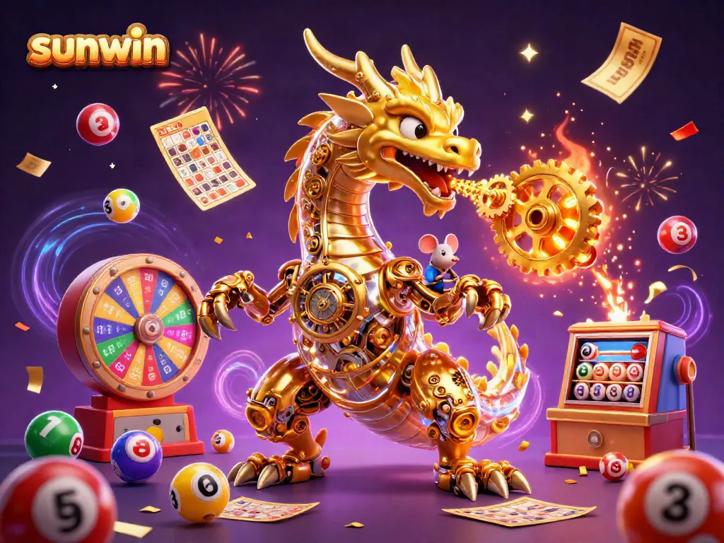 Experience the thrill of sunwin with a golden dragon and dynamic gambling elements.