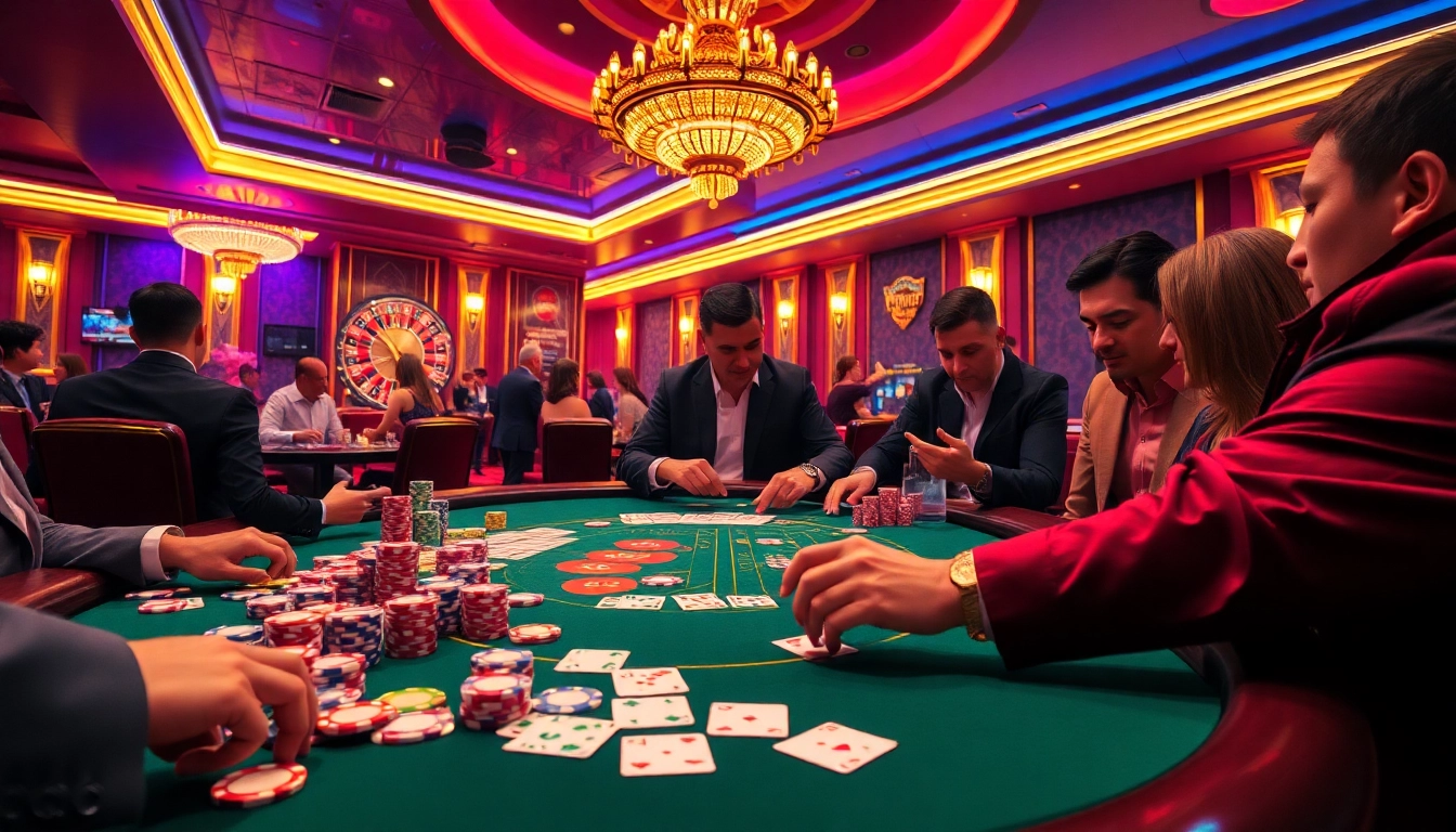 The thrilling action at a poker table featuring vibrant chips and cards at https://rr88a.us.com/ for an exciting casino experience.