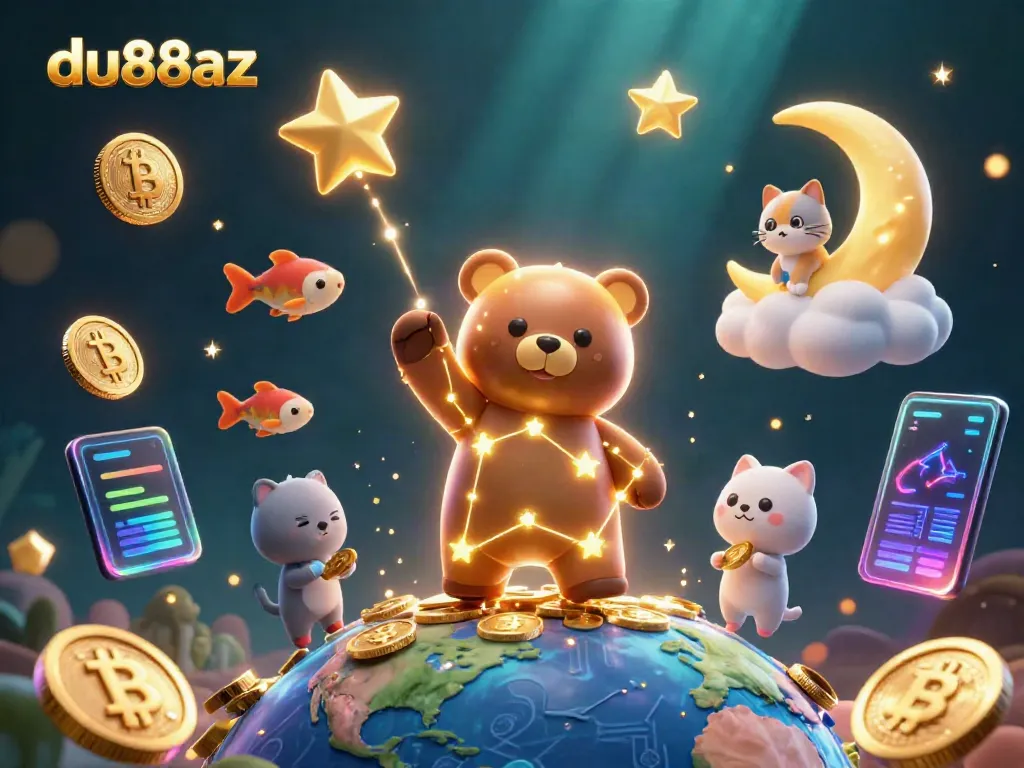 Experience exhilarating gaming at du88az with a vibrant cosmic scene filled with stars, coins, and crypto elements.