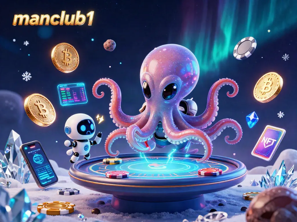 Experience thrilling poker gameplay with manclub1's dynamic alien scene featuring holographic elements, chips, and crypto coins.
