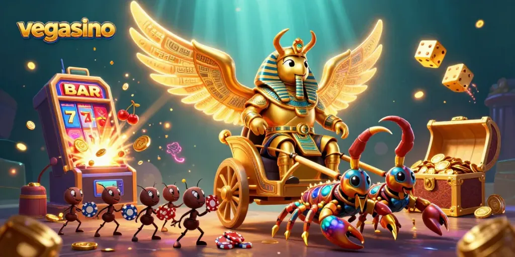 Engage with vegasino, illustrated with vibrant characters, dynamic games, and a thrilling casino atmosphere.