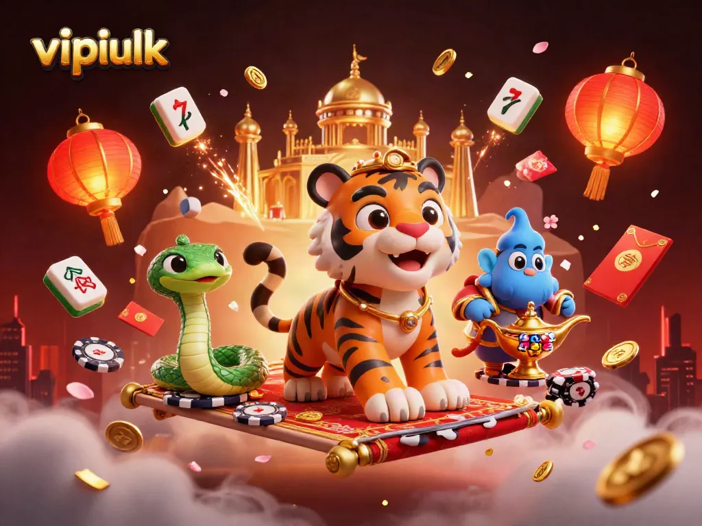 Engage with vipluck, featuring an enchanting Arabian Nights-themed casino scene.