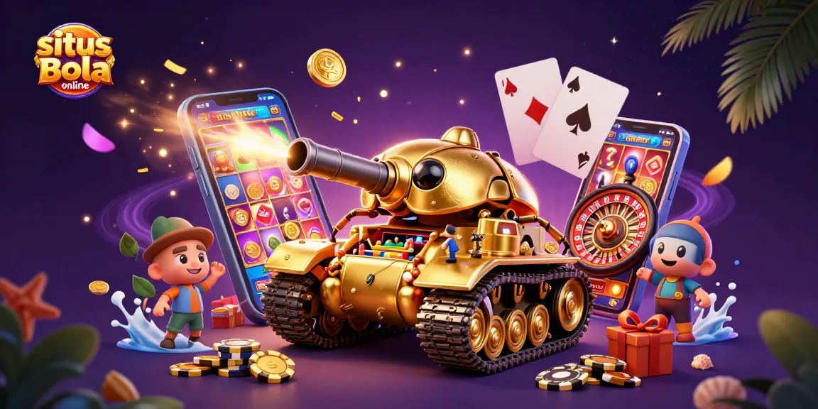 Engage in thrilling gameplay at situs bola online with our vibrant casino-themed illustration featuring a unique beetle tank.