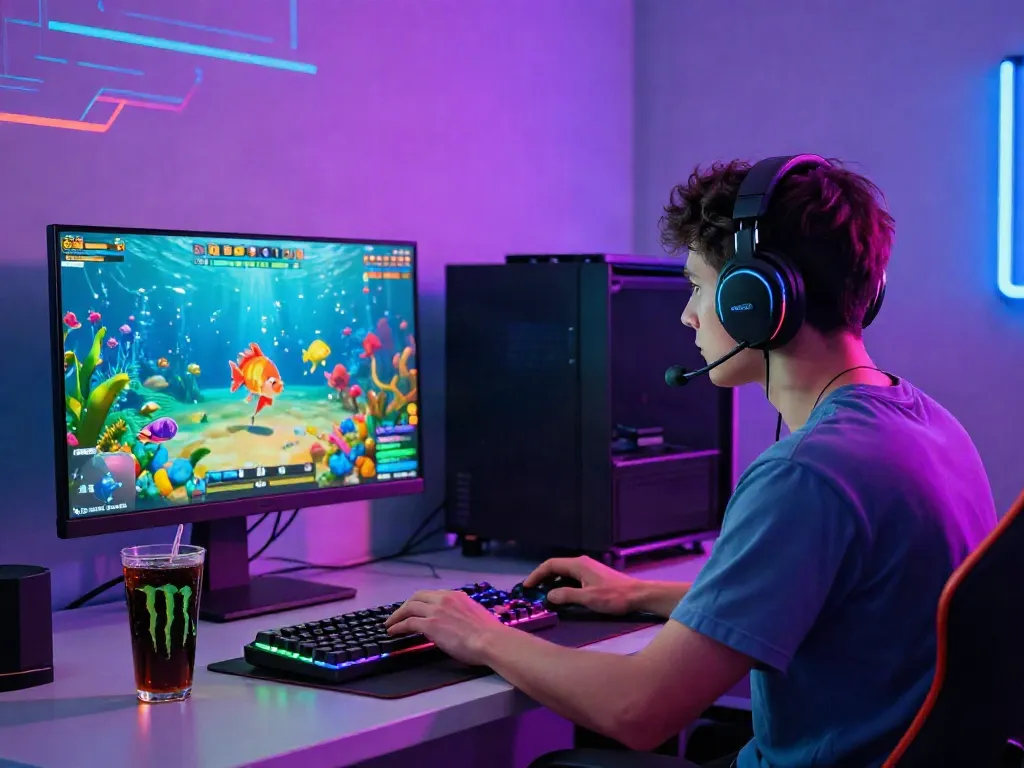 Exciting online fishing game experience at https://du88az.net/ with vibrant visuals and a gamer focused on action.