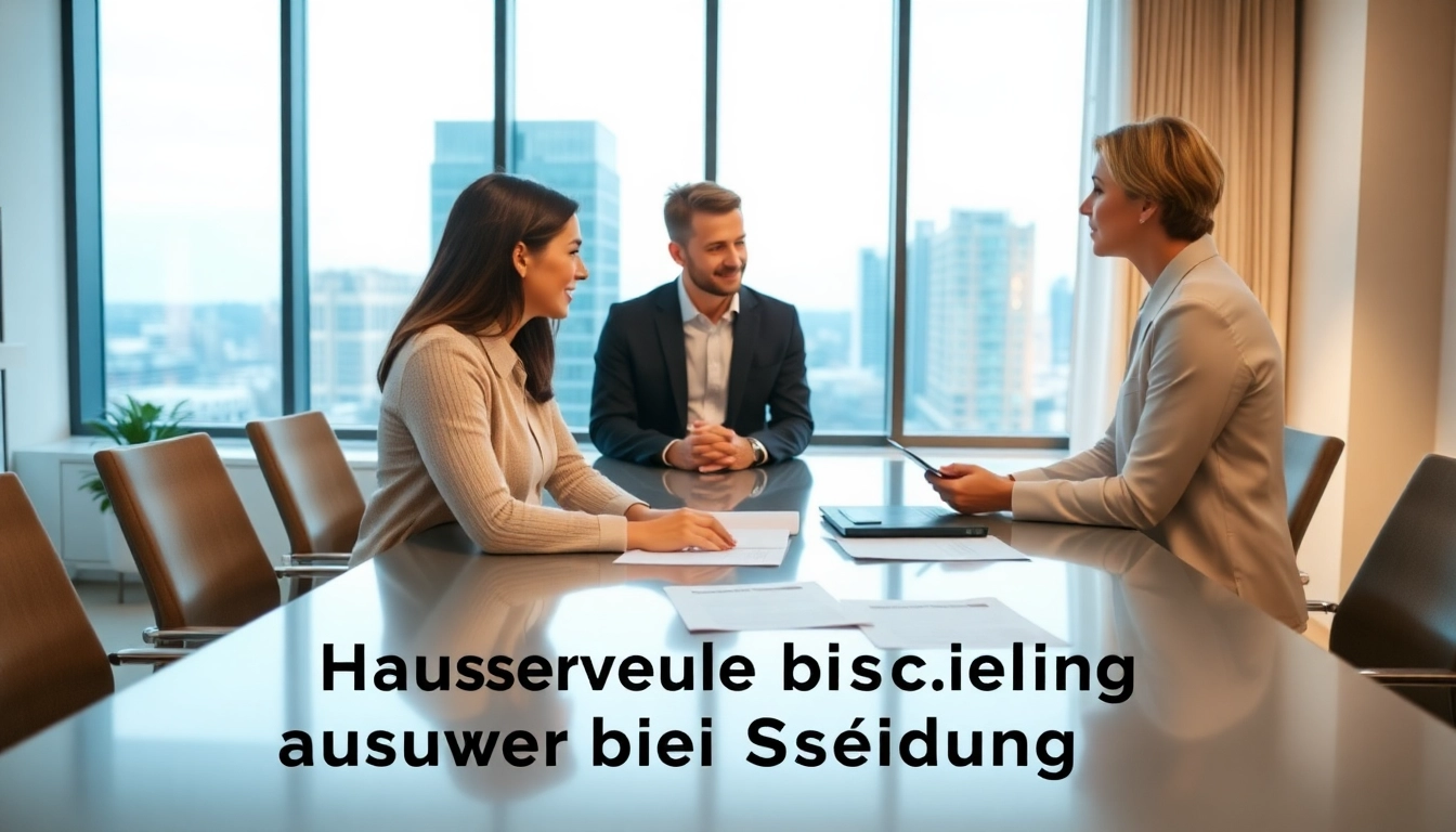 Hausverkauf bei Scheidung begleitet von professioneller Beratung in modernem Raum.