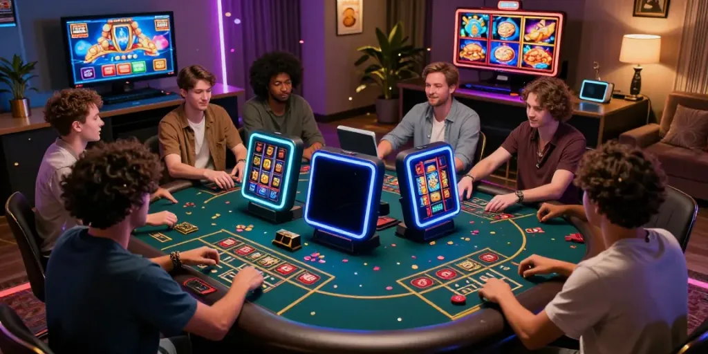 Engaged players enjoying ku88 online gaming experience in a cozy home setting.