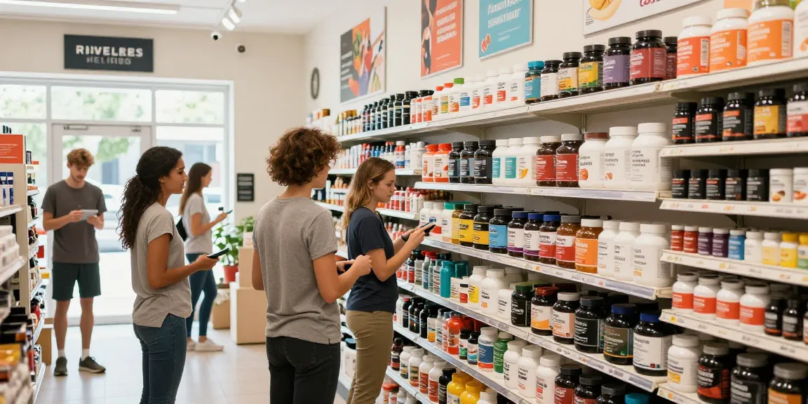 Kunde erkundet den Medi Pharma Shop nach den besten Gesundheitsprodukten.