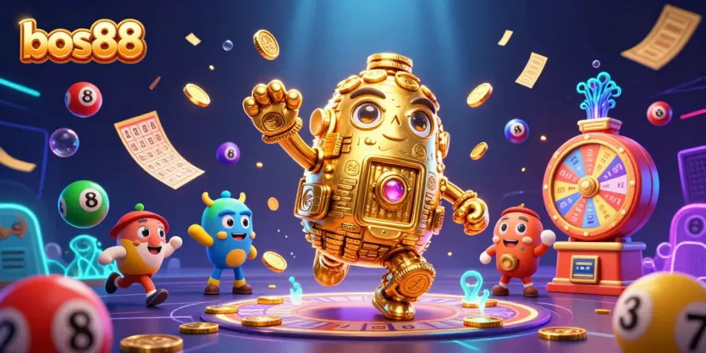 Engage in exciting gameplay at bos88 with dynamic lottery elements, golden golem, and vibrant visuals.
