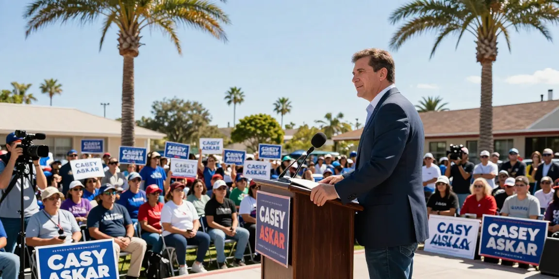 Casey Askar speaking at a political campaign rally in Florida, engaging the community.