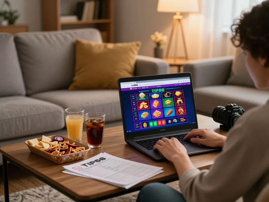 TIP88 online gaming experience at home with strategy notes and vibrant interface.