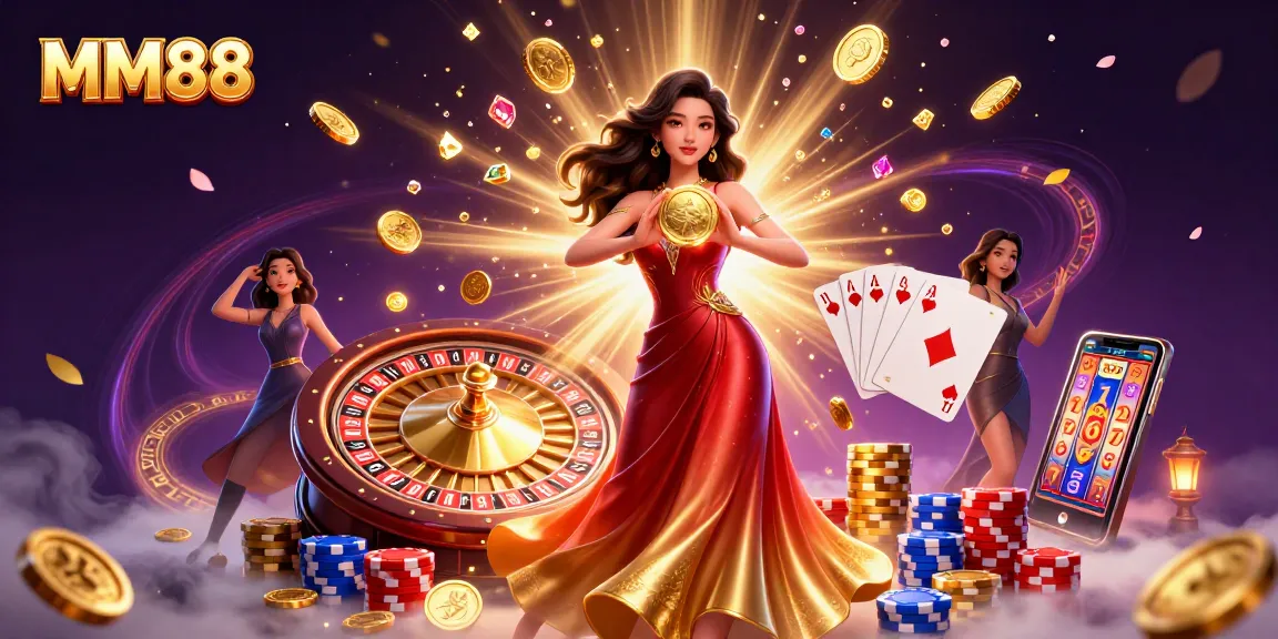 Win big at MM88 with a dazzling casino illustration showcasing fortune and luck.