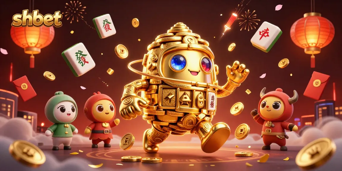 Experience vibrant shbet gaming with an ancient golden golem surrounded by dynamic casino elements.