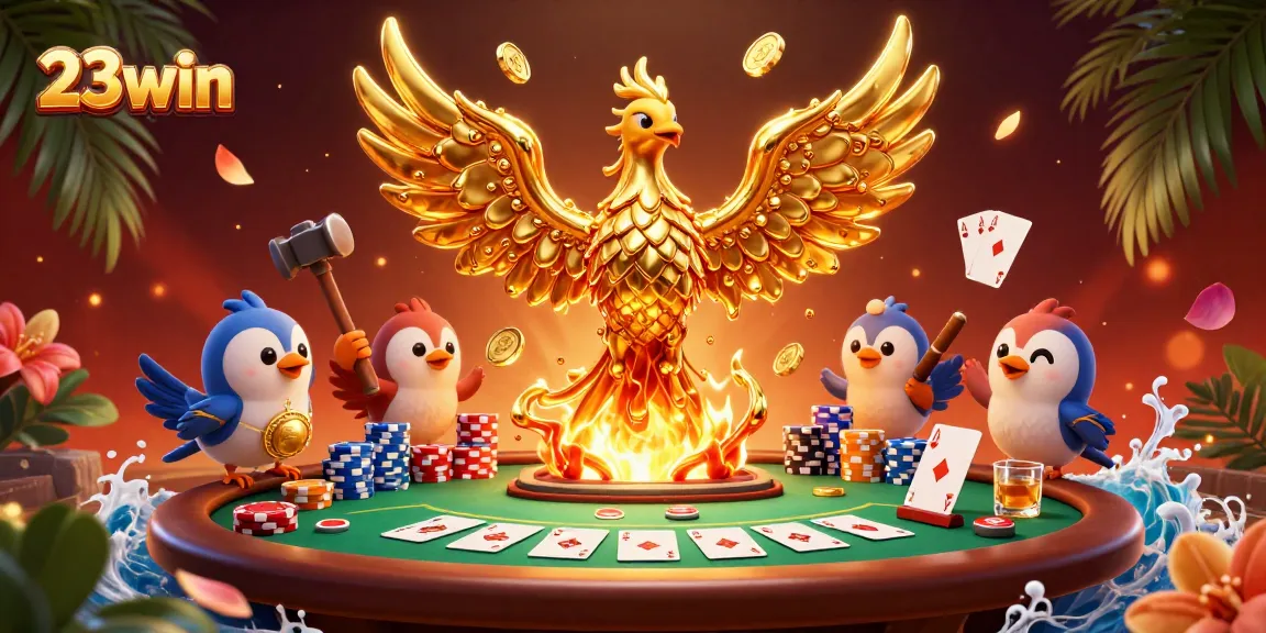 Experience thrilling moments at 23win with golden phoenix and poker excitement.