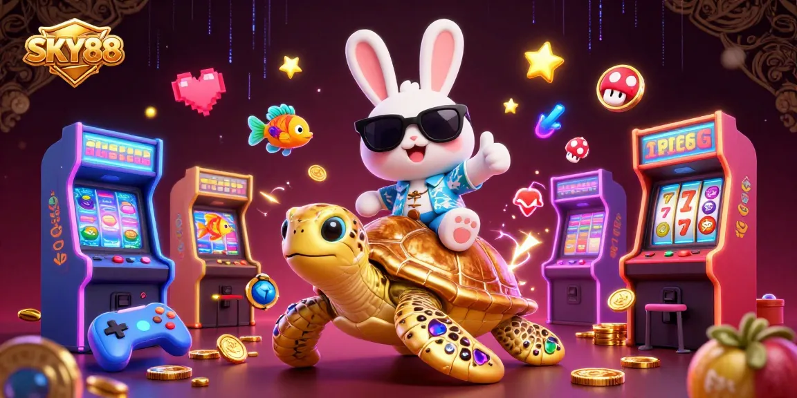 Experience gaming excitement with SKY88's vibrant 3D characters and lively casino-themed elements!