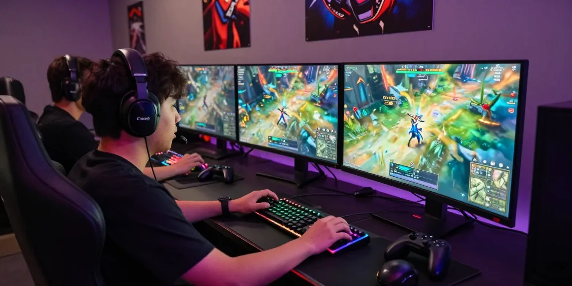 Gamer engaged in intense FAFA 828 gameplay with a vibrant setup full of RGB lighting
